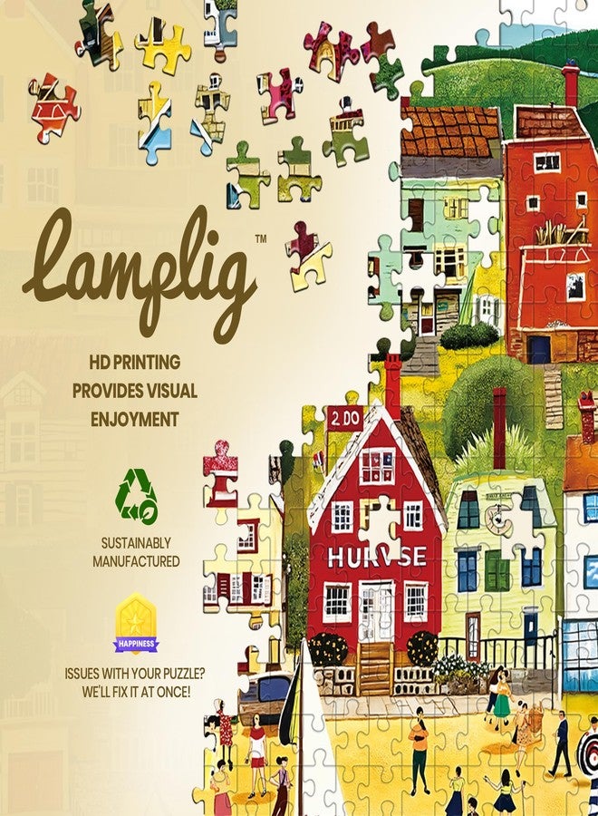 lamplig Puzzles for Adults 1000 Pieces - Jigsaw Puzzles Seaside City Beach - 1000 Pieces Puzzles with Letters on Back - Puzzle for Fun Game Nights 27.6x20.5 inch, 1:1 Poster - Image 3